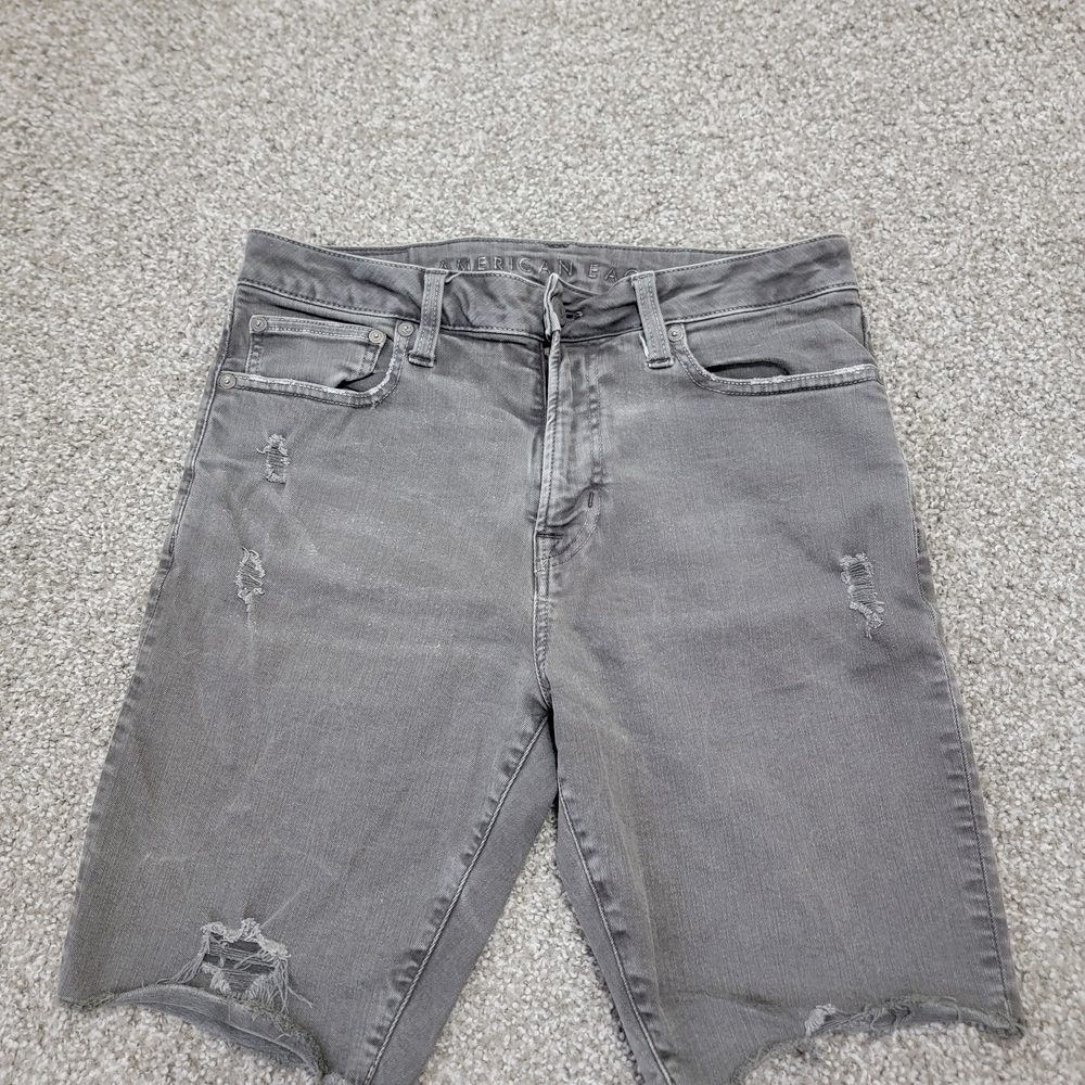American Eagle Outfitters Gray Jean Shorts Distressed Style
